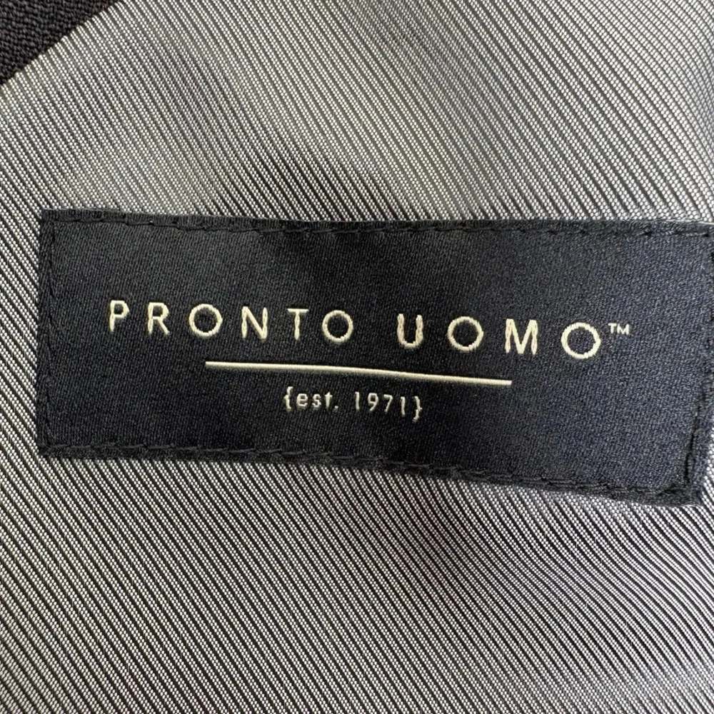 Pronto Uomo Suit Men 44R 38x28 Dark Gray Wool Blend Flat Front Corpcore Modern